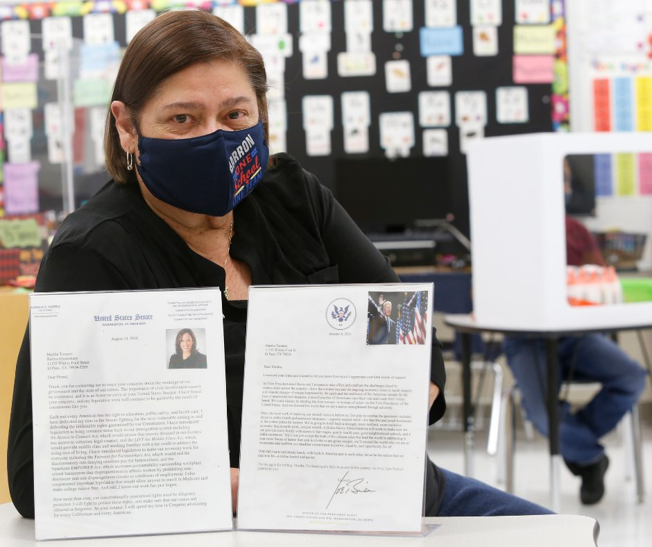 Barron Elementary School kindergarten teacher Martha Tavarez and her students write to presidential figures.