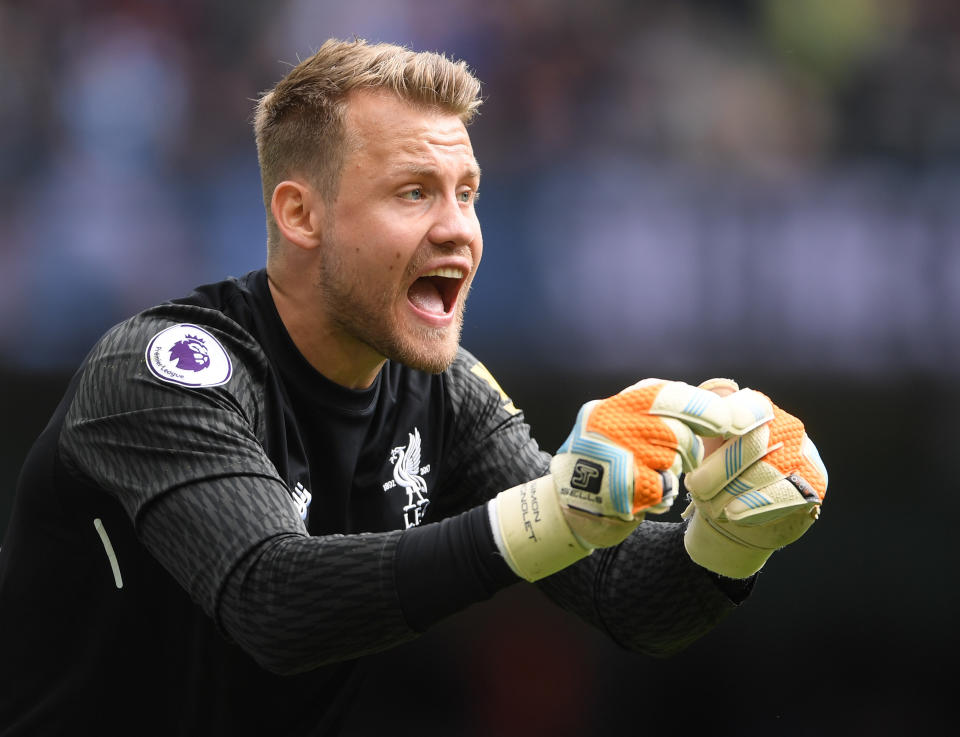 Liverpool goalkeeper Simon Mignolet during the Premier League match between Manchester City and Liverpool at Etihad Stadium on September 9, 2017 in Manchester, England.