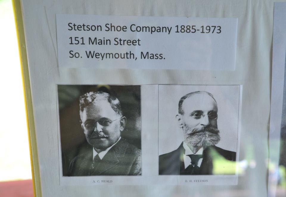 The Stetson family founded the former Stetson Shoe Company (1885-1973) in Weymouth; it is now a medical office building. Factory manager A.C. Heald, left, and founder, E.H. Stetson, right, are on display during Stetson Heritage Day, Saturday, Aug. 19, 2023.