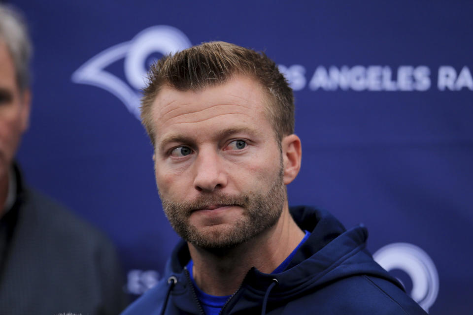 Sean McVay has been talking with his players about racial discrimination. (AP Photo/Leila Coker)