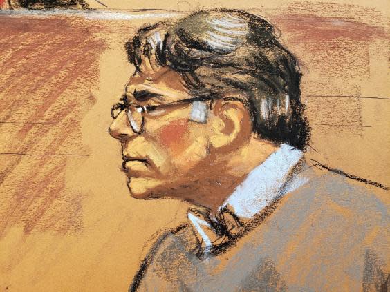 Former self-help guru Keith Raniere, is seen, in this courtroom sketch, at the Brooklyn Federal Courthouse in New York, U.S., May 7, 2019. (REUTERS)