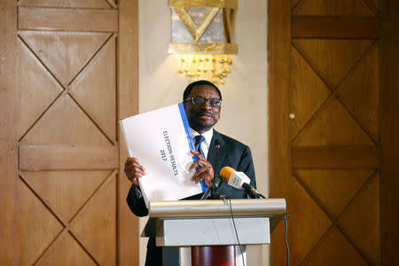 Kenyan opposition National Super Alliance (NASA) coalition leader and lawyer James Orengo speaks during a news conference regarding the results of the August 2017 elections in Nairobi, Kenya, January 26, 2018. REUTERS/Baz Ratner