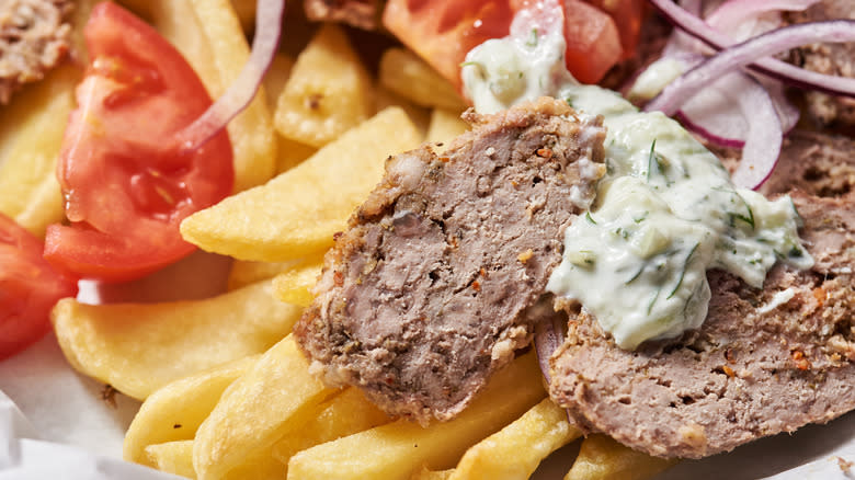 gyro meat on french fries