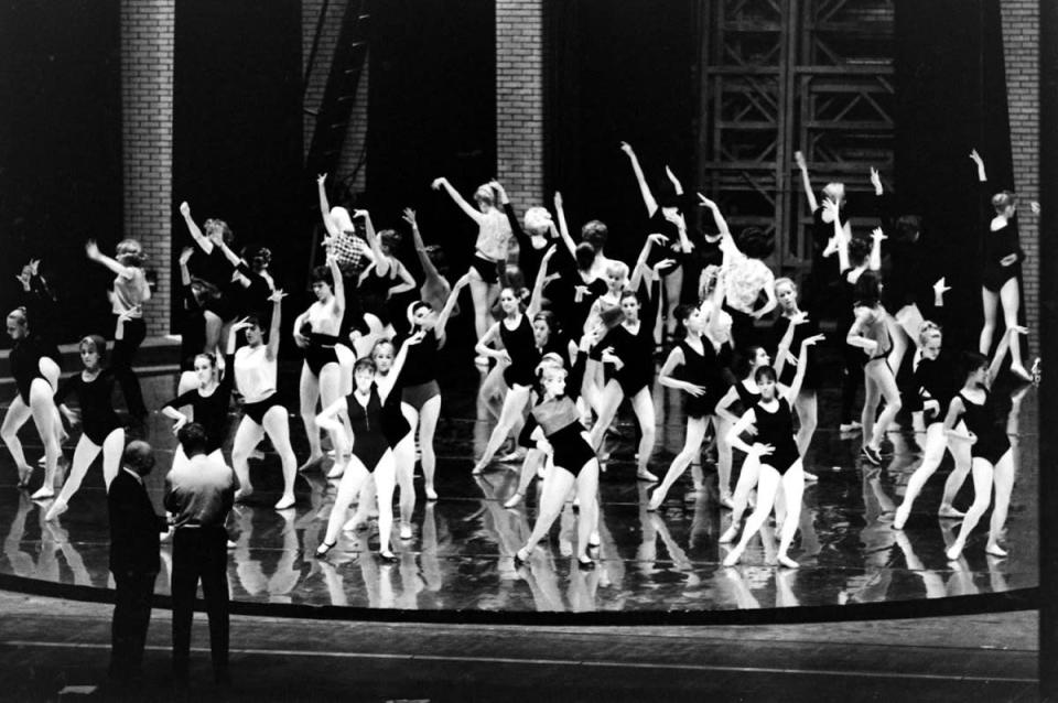 Not originally published in LIFE. Rockettes in rehearsal, 1964. (Art Rickerby—Time & Life Pictures/Getty Images) <br> <br> <a href="http://life.time.com/culture/hard-knocks-high-kicks-life-with-the-rockettes-1964/#1" rel="nofollow noopener" target="_blank" data-ylk="slk:Click here to see the full collection at LIFE.com;elm:context_link;itc:0;sec:content-canvas" class="link ">Click here to see the full collection at LIFE.com</a>