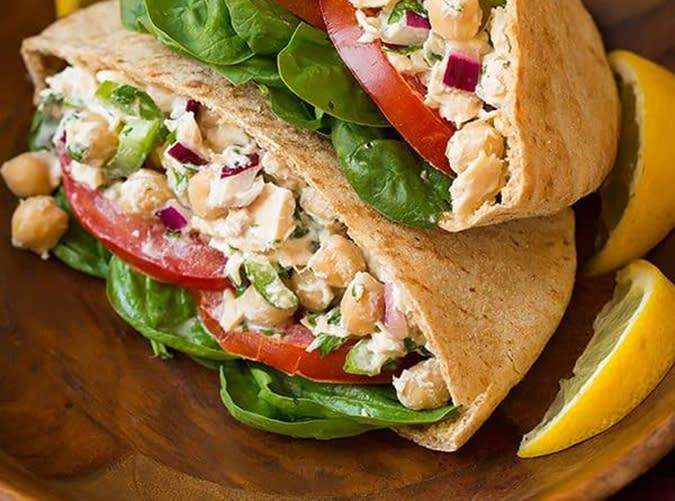 Tuna and Chickpea Pita Pocket Sandwich