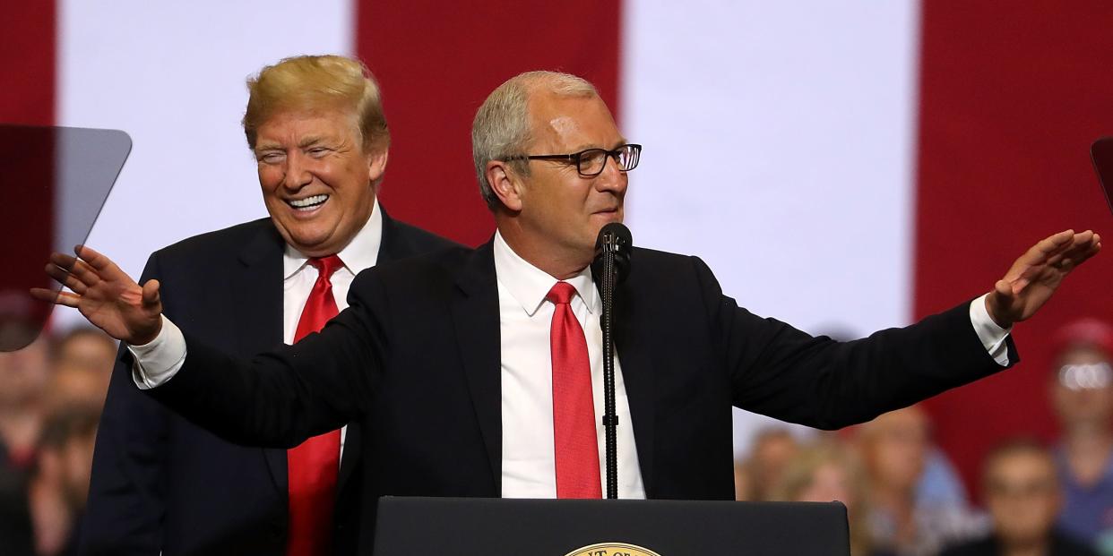 President Donald Trump and North Dakota Sen. Kevin Cramer at a 2018 rally.