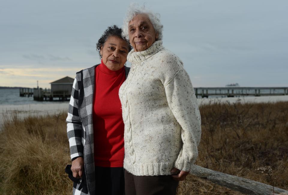 Jeanne Morrison and her mother Mary stand along the water at Eugenia Fortes Beach in Hyannisport. They were close friends of Fortes, who hosted Martin Luther KIng Jr., Thurgood Marshall and a young John Lewis at her home in Harwich. .