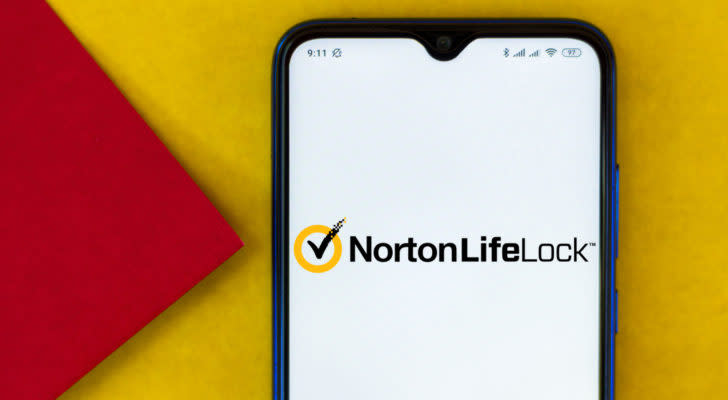 a smartphone running NortonLifeLock (NLOK) software