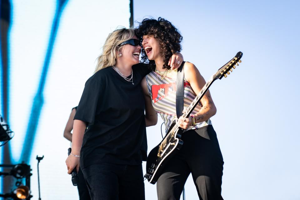 Reneé Rapp and Towa Bird perform during the 2024 Coachella Valley Music and Arts Festival.