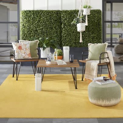 An outdoor-ready rug that can offer an indoor feel