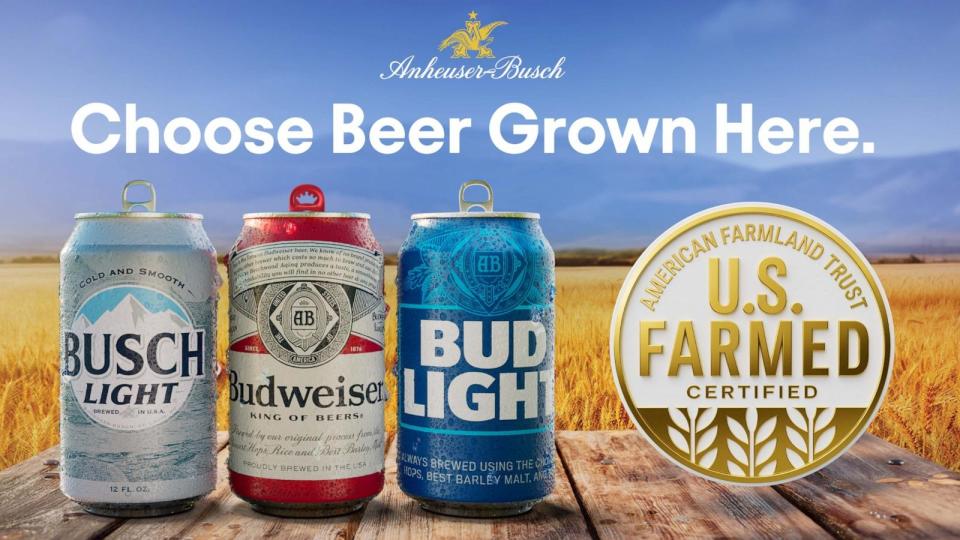 PHOTO: Anheuser-Busch is the first U.S. Farmed Certified product to add the new label backed by the American Farmland Trust to its brands. (Anheuser-Busch)