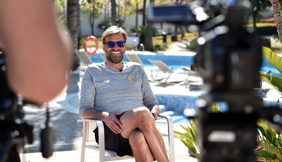 Jurgen Klopp of Liverpool during a training session at Marbella Football Center on February 17, 2018 in Marbella, Spain.