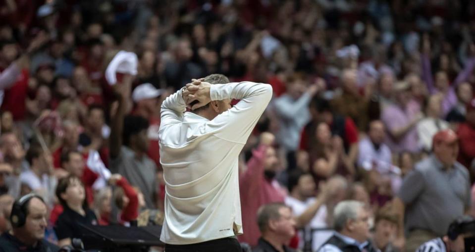 Kentucky head coach John Calipari watches his team during a 78-52 loss to Alabama at Coleman Coliseum last season.