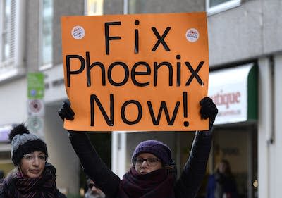 Members of the Public Service Alliance of Canada affected by the Phoenix Pay System rally in Ottawa on the three-year anniversary of the launch of the botched pay system in February 2019. THE CANADIAN PRESS/Justin Tang