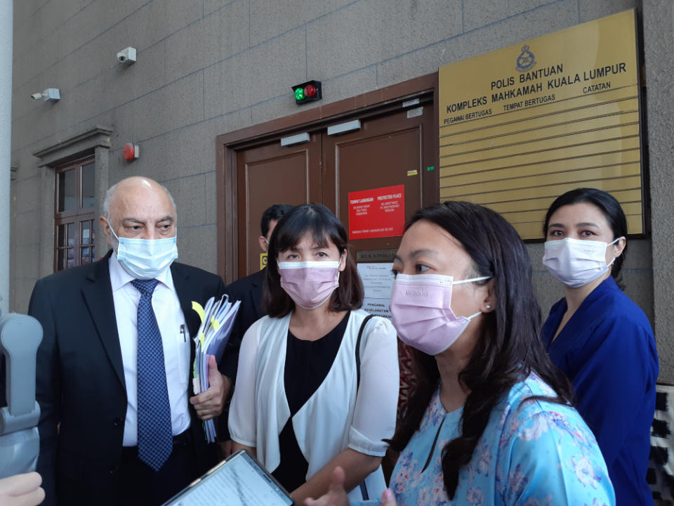 (From left) Lawyer Datuk Gurdial Singh Nijar, Kulai MP Teo Nie Ching, Segambut MP Hannah Yeoh, Family Frontiers president Suriani Kempe, May 6, 2021. — Picture by Ida Lim