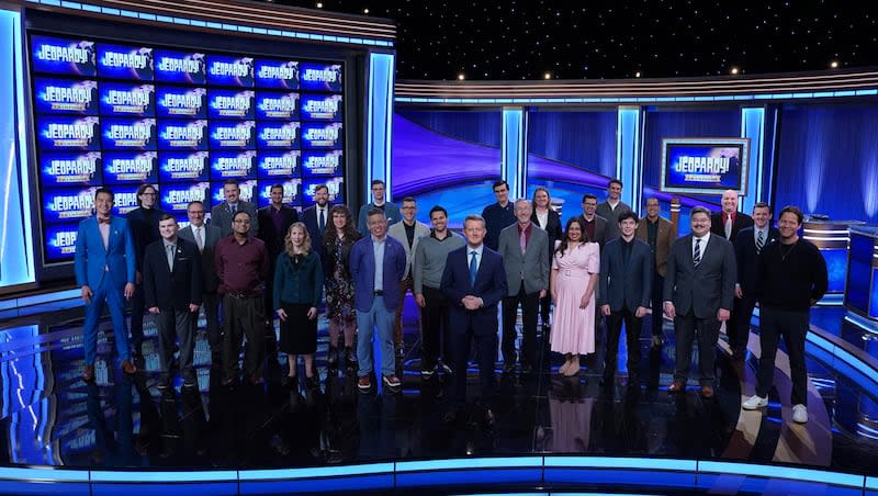 The contestants for the 2024 “Jeopardy!” Tournament of Champions. 