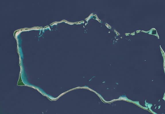 Satellite imagery of Mili Atoll in the Marshall Islands, taken in 2016.