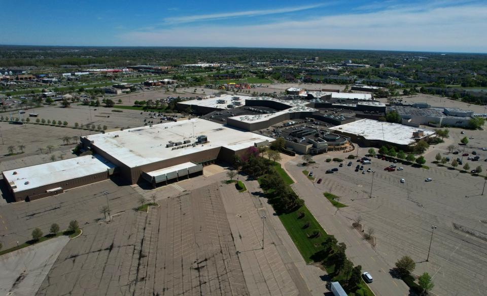 An aerial of Lakeside Mall in Sterling Heights on Tuesday, April 30, 2024.