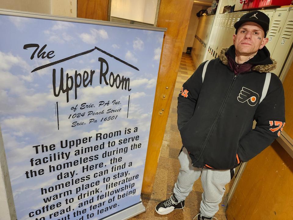 Jonathan Rodriguez-Santiago, 34, is currently homeless and works in a local manufacturing shop. He answered questions at the Upper Room daytime homeless shelter, 1024 Peach St., on Jan. 26 as part of the Erie area's annual count of the local homeless population.