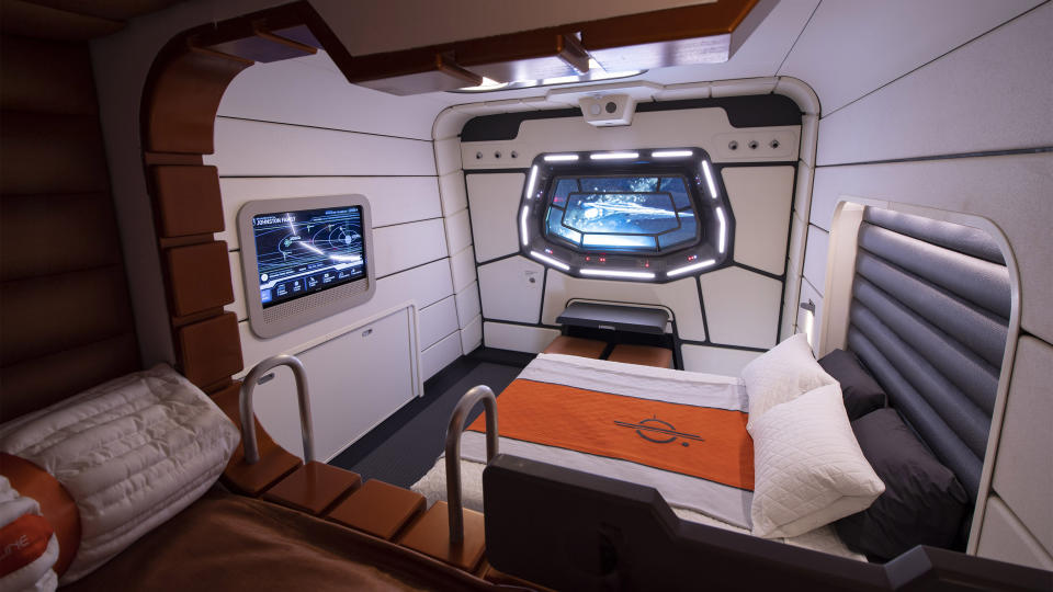 Mock-up of a starship cabin as part of the Galactic Starcruiser experience at Walt Disney World. (Credit: David Roark/Walt Disney World)