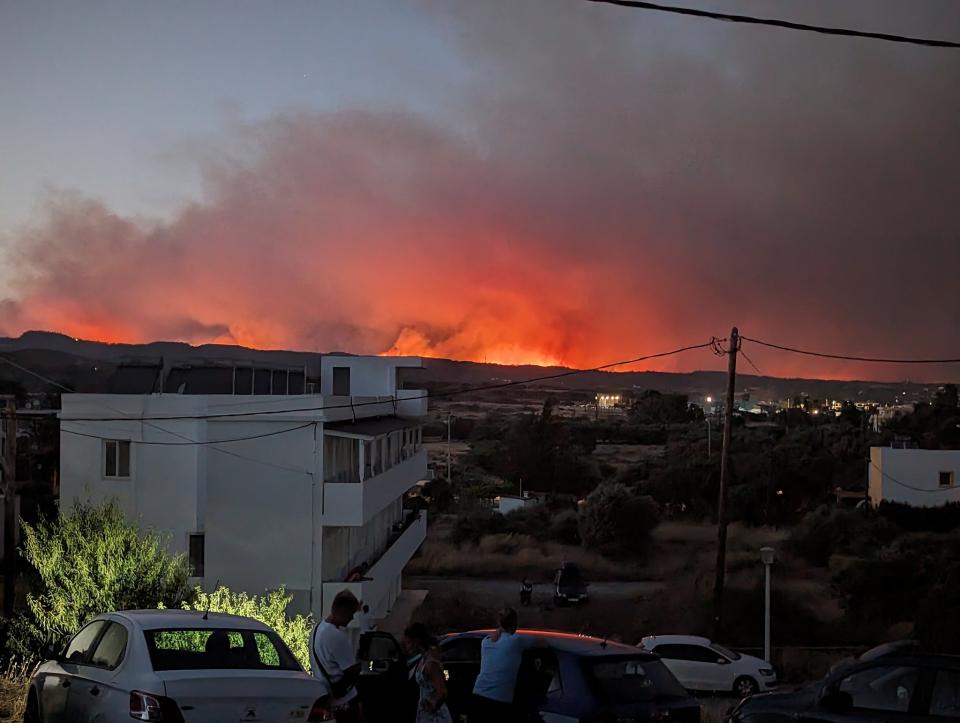 Father of three Kevin Evans could see the flames spreading over the hills from his hotel in Gennadi (Kevin Evans/PA)