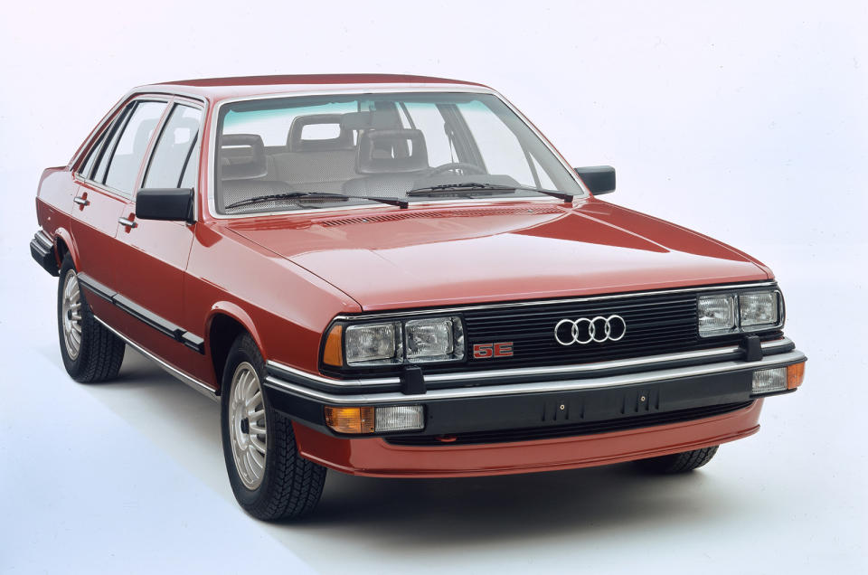 <p>A somewhat forgotten car these days, here is Audi’s first attempt at a super-saloon, with a turbocharged edition of its inline five-cylinder engine that could propel it to 139mph and 0-60mph in 7.5sec. The dressed-up 100 bodywork looked pretty slick but 170bhp of hair-trigger power through the front wheels did have its limitations… The Audi 200 was named Audi 5000 in North America.</p>