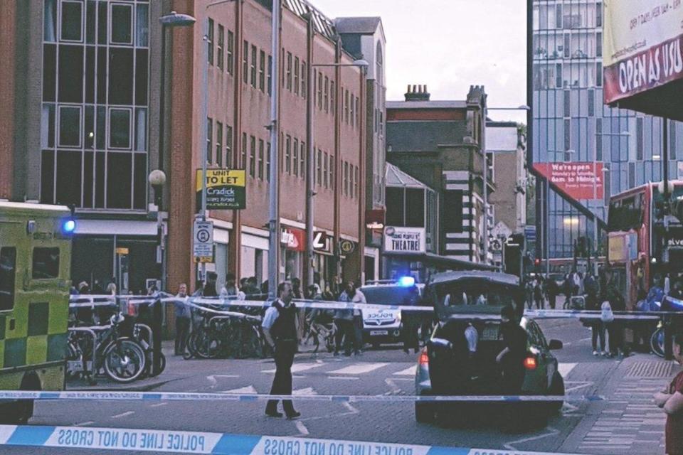 Police cordon: the scene in Woolwich after the stabbing: Twitter/@mjkubica