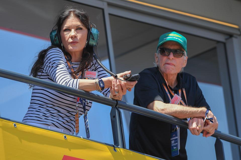 Catherine Zeta-Jones and Michael Douglas attend the 2023 Monaco Grand Prix on May 28.