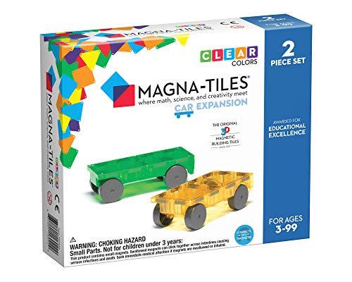 1) Magna-Tiles Cars Expansion Set, The Original Magnetic Building Tiles For Creative Open-Ended Play, Educational Toys For Children Ages 3 Years + (2 Pieces)