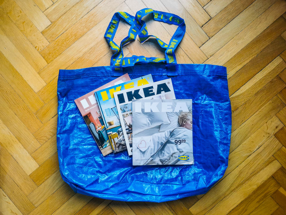 Ikea printed catalogues are seen in this illustration photo taken in Poland on December 8, 2020. Ikea annouced that next year will be the last for publication of a printing catalogue after 70-year run. (Photo by Beata Zawrzel/NurPhoto via Getty Images)