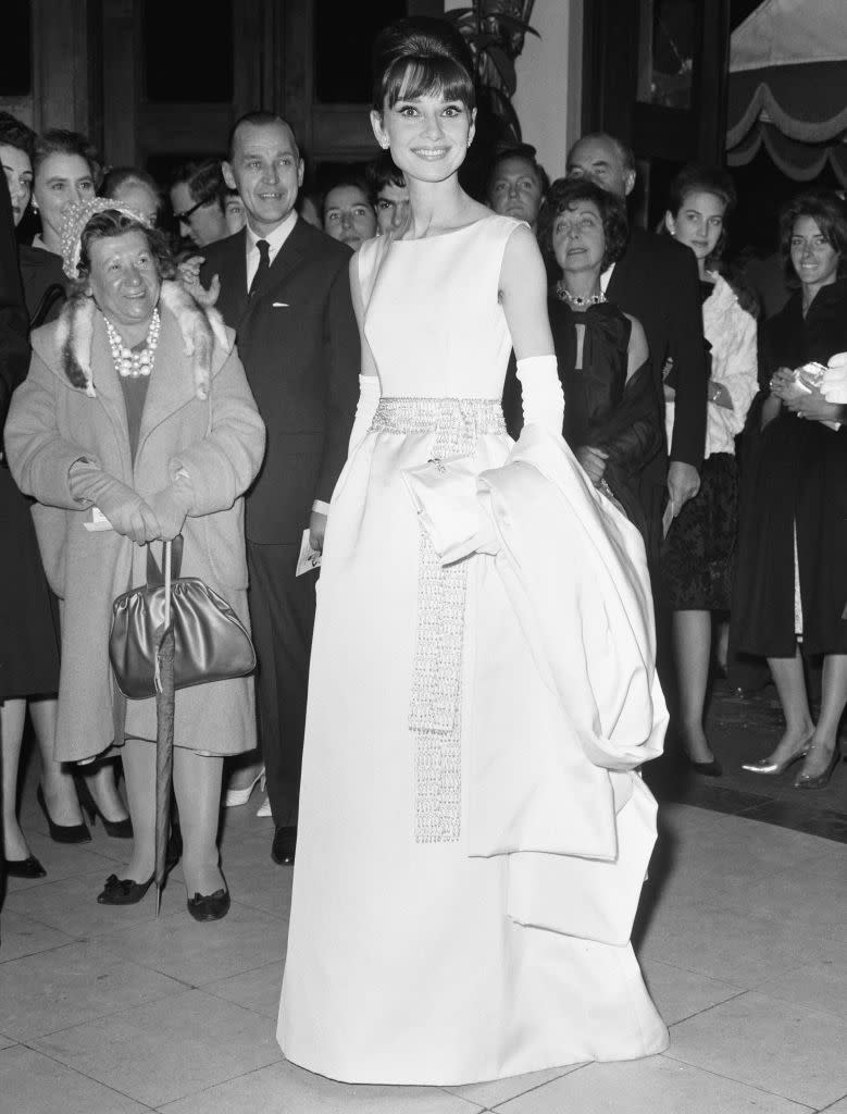 <p>Aubrey Hepburn arrives at the London premiere for <em>Breakfast at Tiffany's</em> on October 19, 1961. Hepburn's iconic black dress from the film was custom made for the actress and sold for $900,000 at a 2006 auction.</p>