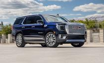 <p>If the Tahoe or Suburban is too déclassé for you, take a look at the <a href="https://www.caranddriver.com/gmc/yukon" rel="nofollow noopener" target="_blank" data-ylk="slk:Yukon or Yukon XL;elm:context_link;itc:0;sec:content-canvas" class="link ">Yukon or Yukon XL</a>. Functionally the same, the GMCs offer a ritzier design along with attractive option packages. Our favorite is the SLT which includes 20-inch wheels, heated and ventilated leather seats, and a power rear liftgate. The blingy Denali trims come standard with a power-sliding center console. As with the Chevrolets, the Yukon and extended-wheelbase Yukon XL have three different engine options available including a 5.3-liter V-8, a 6.2-liter V-8, or a torque-tastic 3.0-liter turbo-diesel inline-six. All models are equipped with a 10.2-inch infotainment display, while a head-up display is available on the AT4 trim and standard on the Denali. All models offer a variety of standard driver-assistance features such as park assist, automatic high-beam control, lane-keep assist, and forward-collision alert.<br></p><ul><li>Base Price: $54,095 (Yukon) $56,795 (Yukon XL)</li><li>Powertrain: 277-hp turbocharged 3.0-liter diesel inline-six engine, 355-hp 5.3-liter V-8 engine, 420-hp 6.2-liter V-8 engine; 10-speed automatic transmission</li><li>Cargo space behind second row: 73-94 cubic feet</li><li>Cargo space behind third row: 26-42 cubic feet </li><li>Maximum conventional towing capacity: 8400 (Yukon) 8300 (Yukon XL) pounds</li></ul><p><a class="link " href="https://www.caranddriver.com/gmc/yukon-yukon-xl-2020/specs" rel="nofollow noopener" target="_blank" data-ylk="slk:MORE YUKON SPECS;elm:context_link;itc:0;sec:content-canvas">MORE YUKON SPECS</a></p>