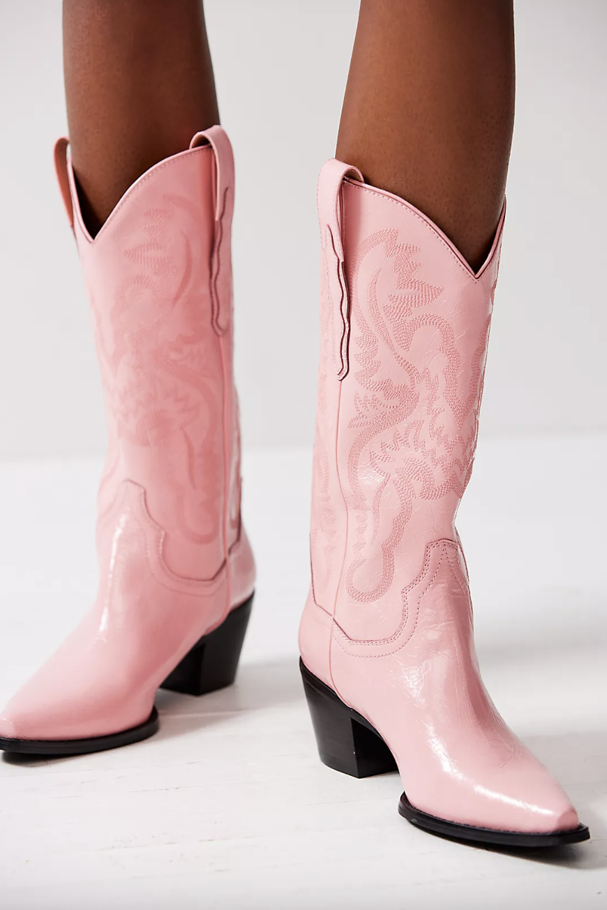 Jeffrey Campbell Dagget Western Boots in Soft Pink (Photo via Free People)