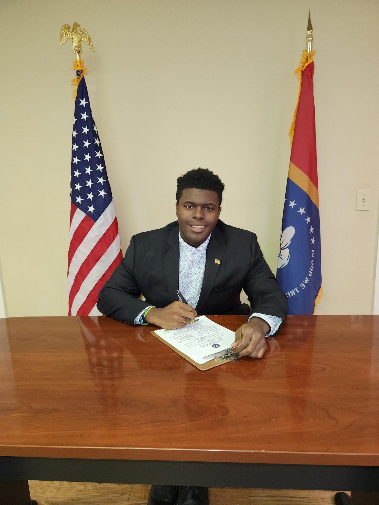 Terry Rogers, 18, is seeking the Democratic nomination for commissioner of agriculture after filing for the race Wenesday, Feb. 1, 2023 at the state Democratic Party headquarters in Jackson. He could face incumbent Republican Andy Gipson in the November election.