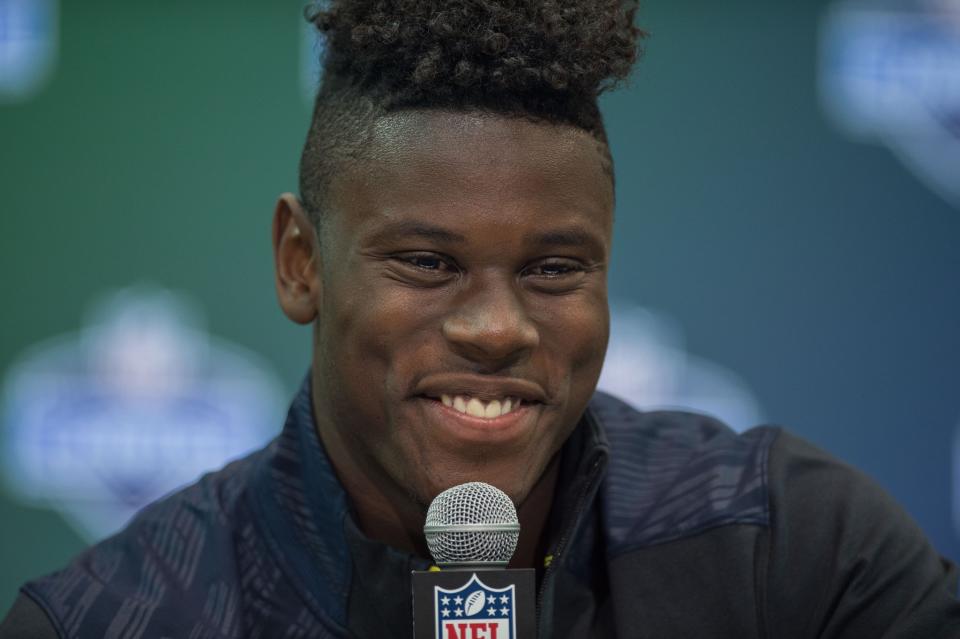 Miami (Fla.) TE David Njoku was one of many gifted tight ends to showcase their athleticism at the NFL scouting combine. (Getty Images)