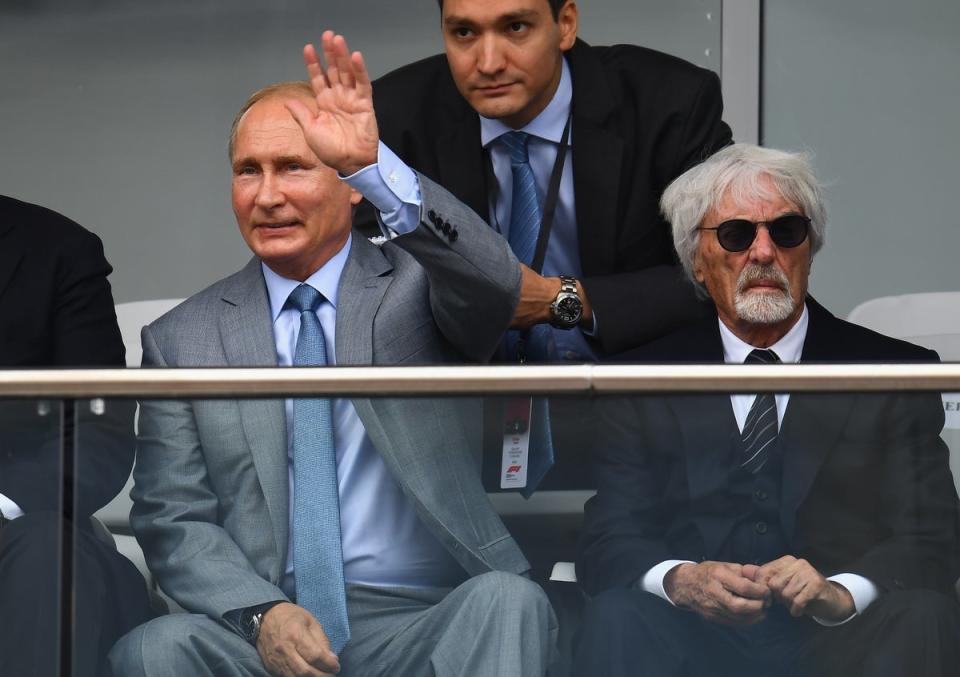 Vladimir Putin and Bernie Ecclestone during the Formula One Grand Prix of Russia in September 2018 (Getty Images)