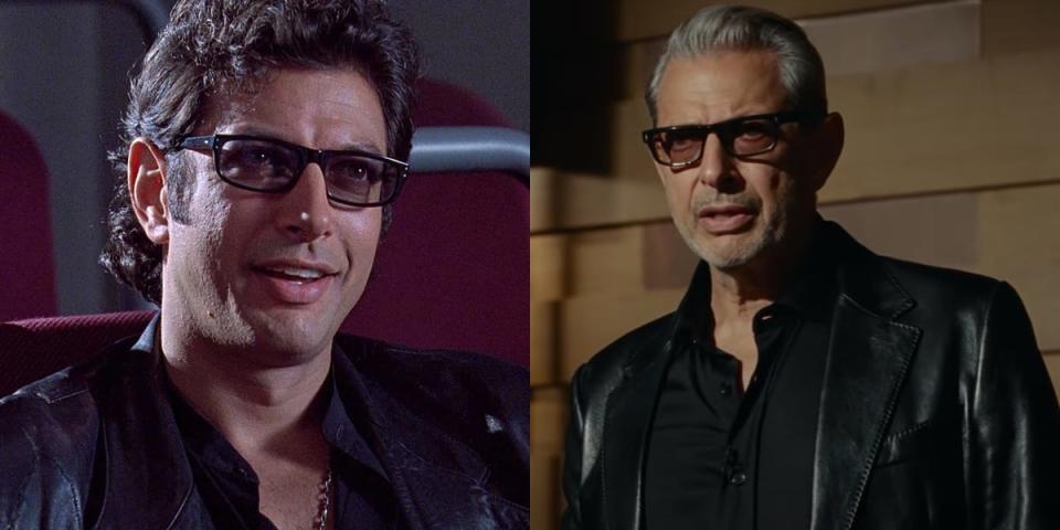 Jeff Goldblum in Jurassic Park vs Jurassic World Dominion