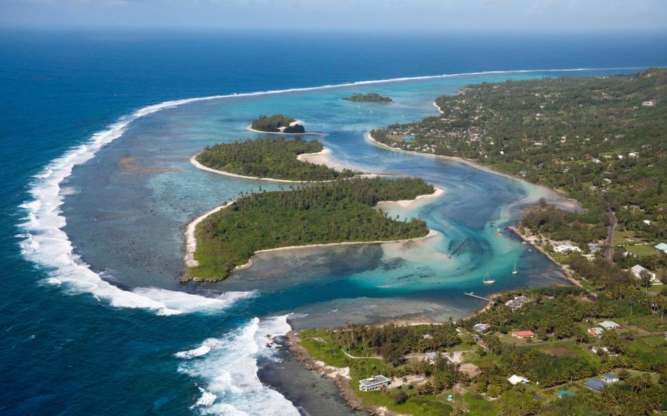 Aerial view of Muri Beach, Rarotonga, Cook Islands