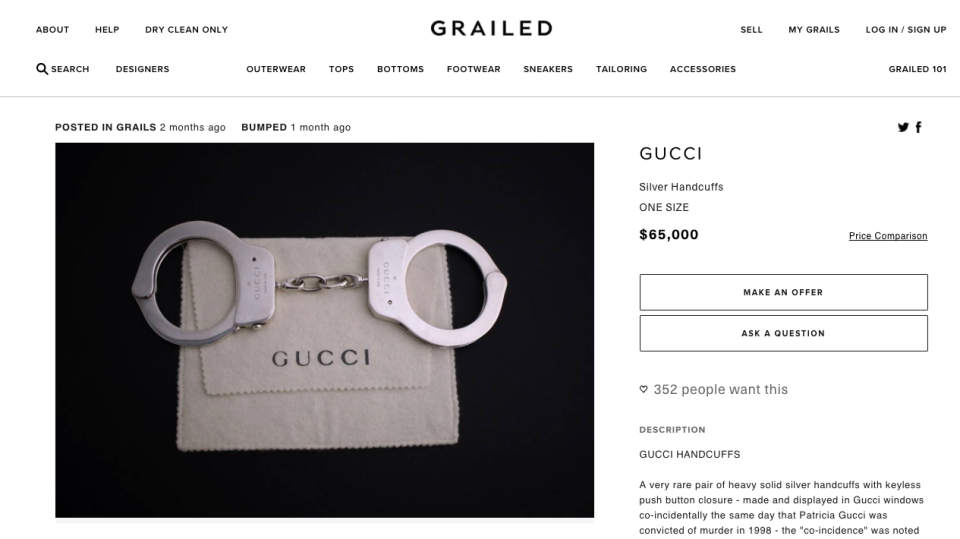 Gucci’s flogging $65,000 handcuffs