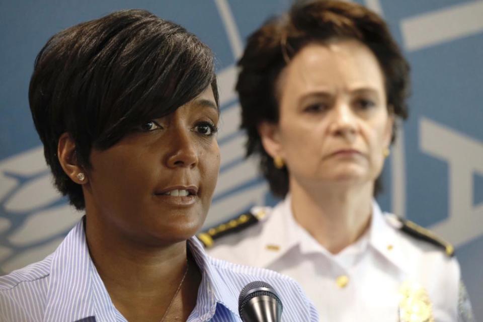 Georgia’s governor, Brian Kemp, sued Atlanta’s mayor, Keisha Lance Bottoms, above left, over a mask mandate.