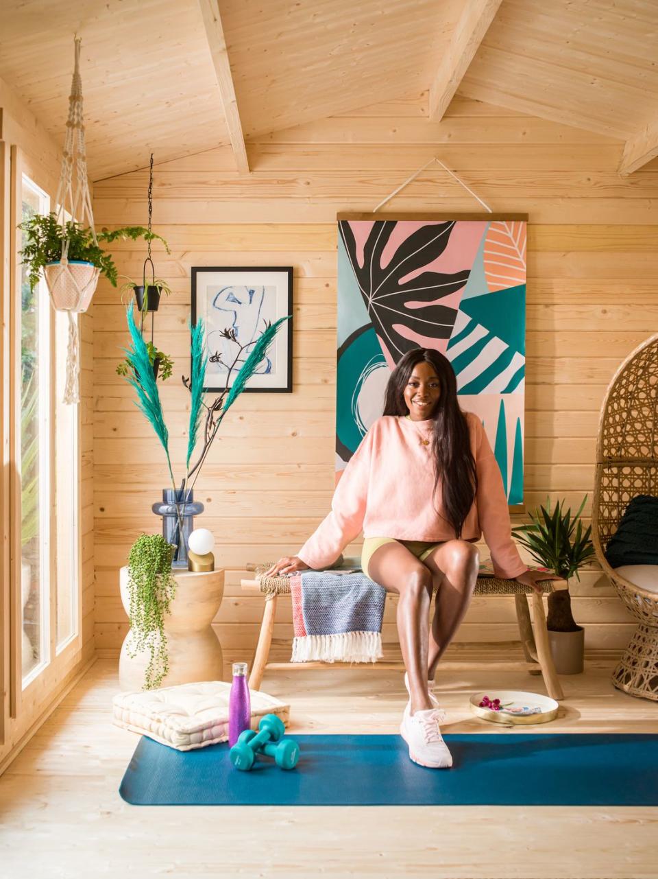 <p>'It was a must-have for me to have a space where I could unwind & do post workout stretches,' explains AJ. 'I'm planning to add some more gym equipment to maximise my workout area but I also want to incorporate a little bar area for summer BBQs – it's all about Yin & Yang.'</p>