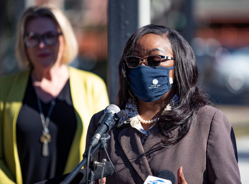 Mayor Pro Tem Dianne Williams-Cox speaks at Smokey Hollow during the announcement of Equity Tallahassee Leon's website, Wednesday, Feb. 24, 2021.