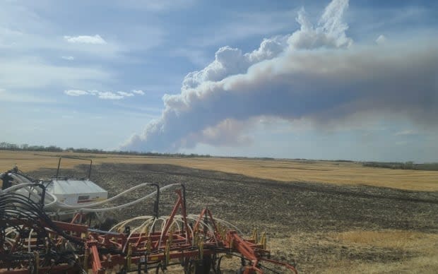 The fire could be seen from nearby farms. The police are asking people to avoid the area. 