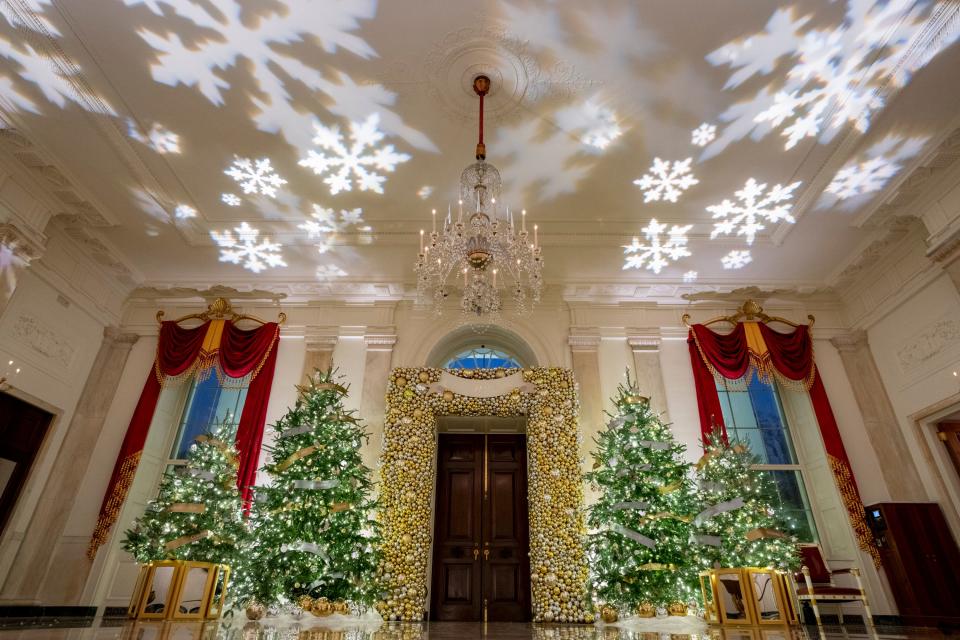 The White House is decorated for the holidays, including the grand foyer, which Copley resident Jill Pangas helped make festive.