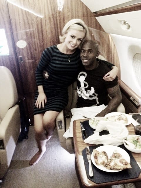 @KathJenkins and I having a great time on the Jet to NY. She is truly something special. Love you!!!