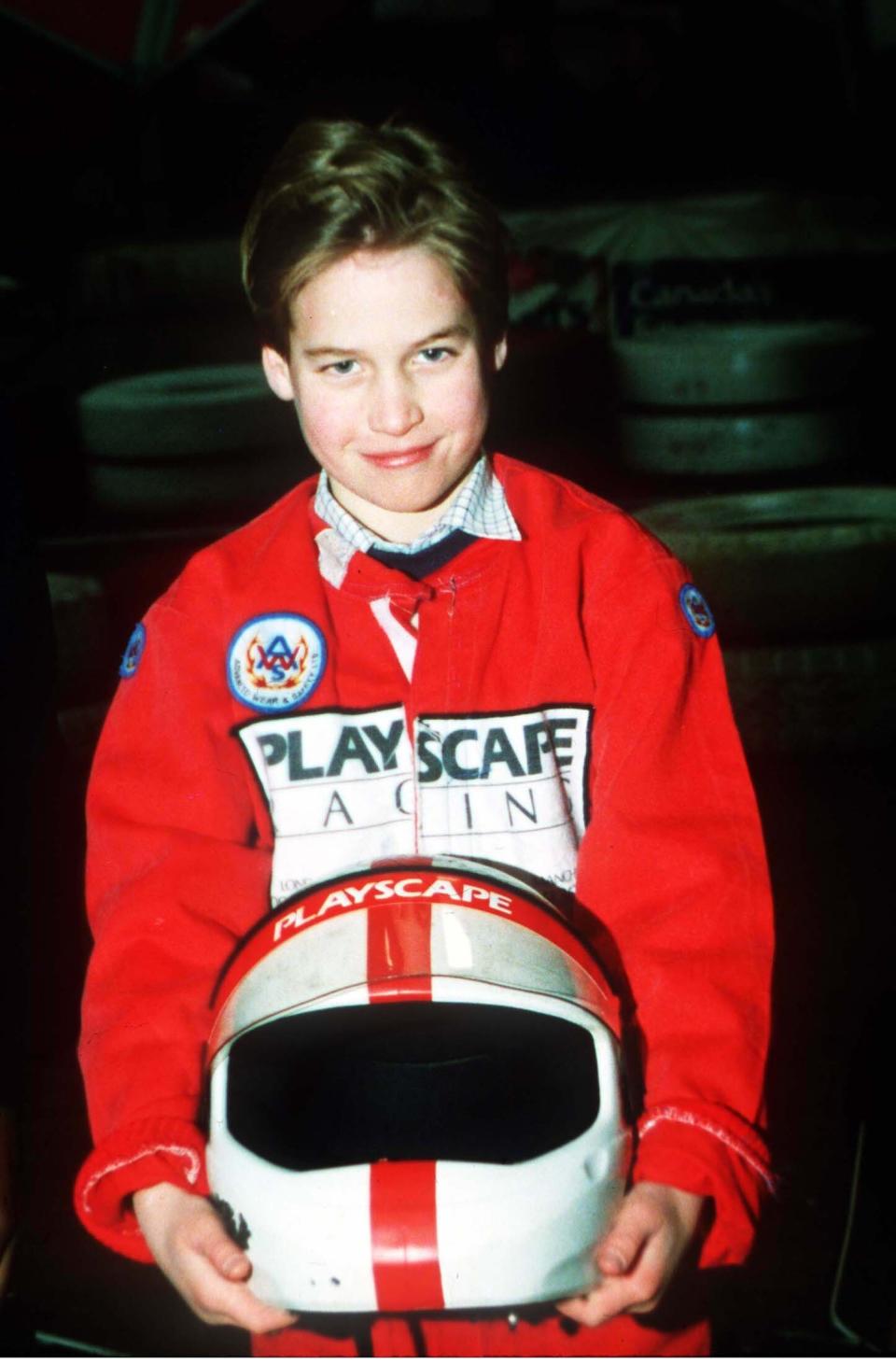 Prince William go-karting at the British Grand Prix in July 1988. (Anwar Hussein)

