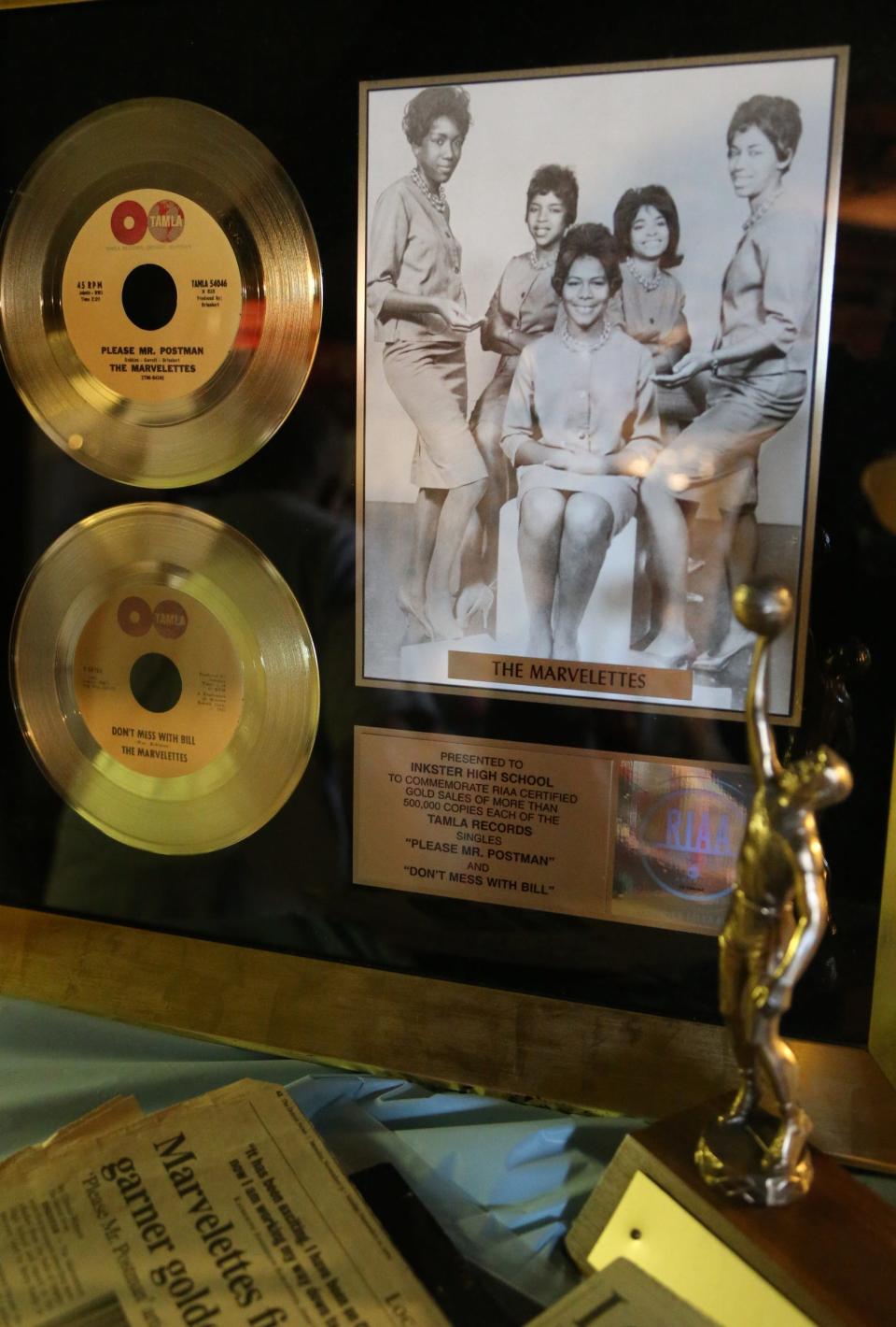 The Gold Record was earned by the Marvelettes alumni of  Inkster High School and collected by DeArtriss Richardson and stored in her basement on April 9, 2015.