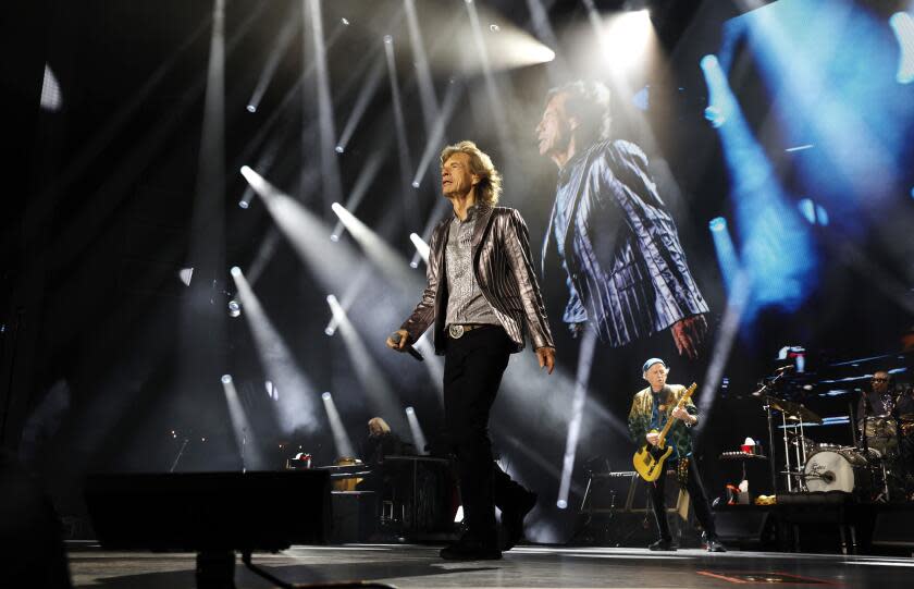 Mick Jagger performs on stage during The Rolling Stones' 'STONES TOUR '24 HACKNEY DIAMONDS' on April 28, 2024 in Houston.