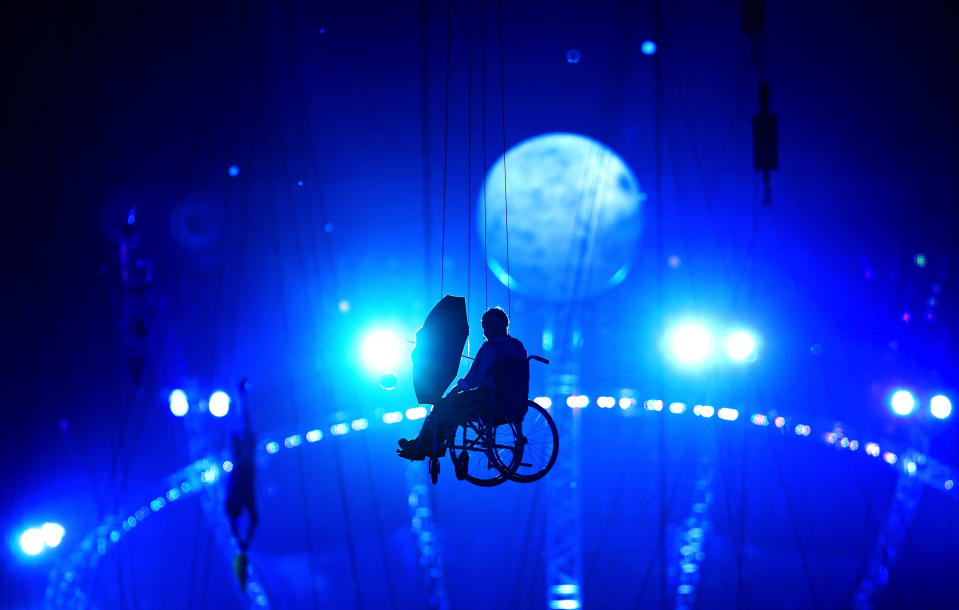 LONDON, ENGLAND - AUGUST 29: Miranda performs during the Opening Ceremony of the London 2012 Paralympics at the Olympic Stadium on August 29, 2012 in London, England. (Photo by Mike Ehrmann/Getty Images)