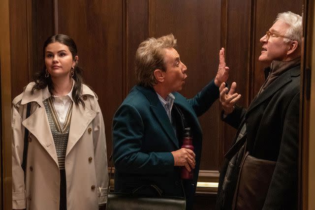 <p>Patrick Harbron/Hulu</p> Selena Gomez, Martin Short and Steve Martin in 'Only Murders in the Building'